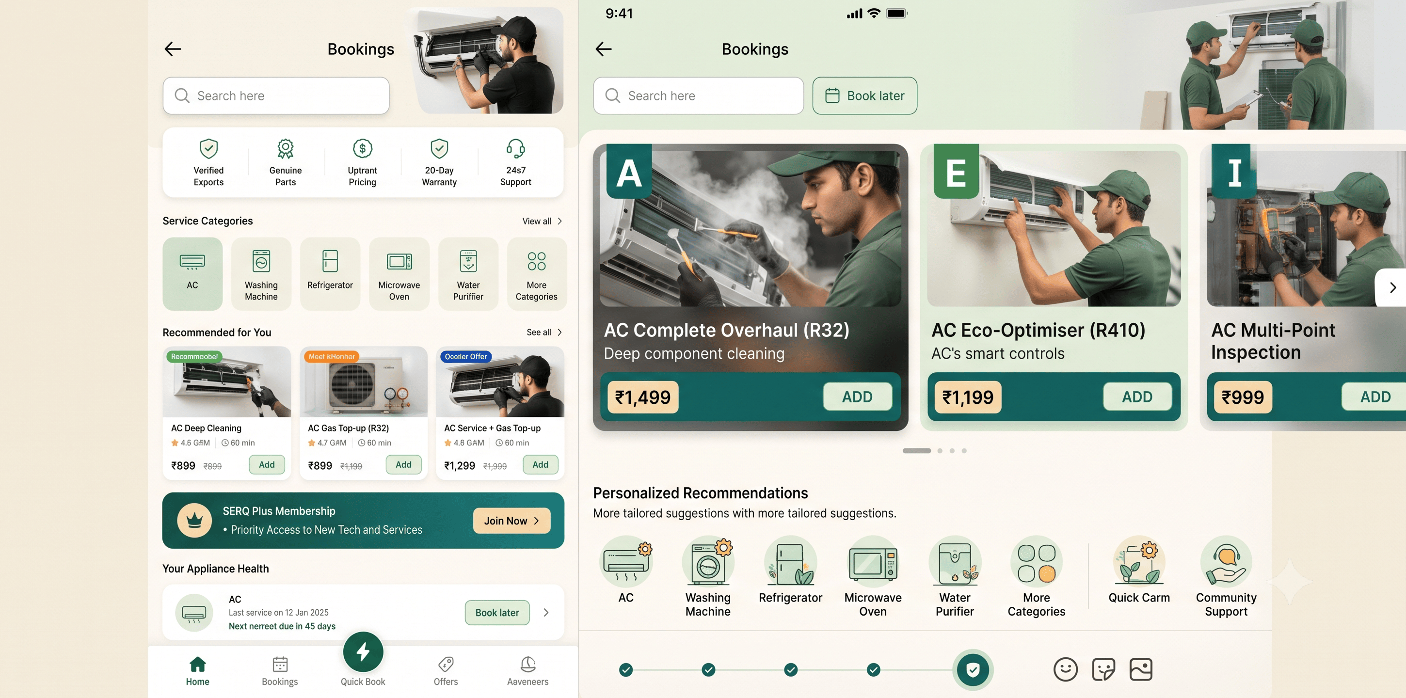 Booking & scheduling interface