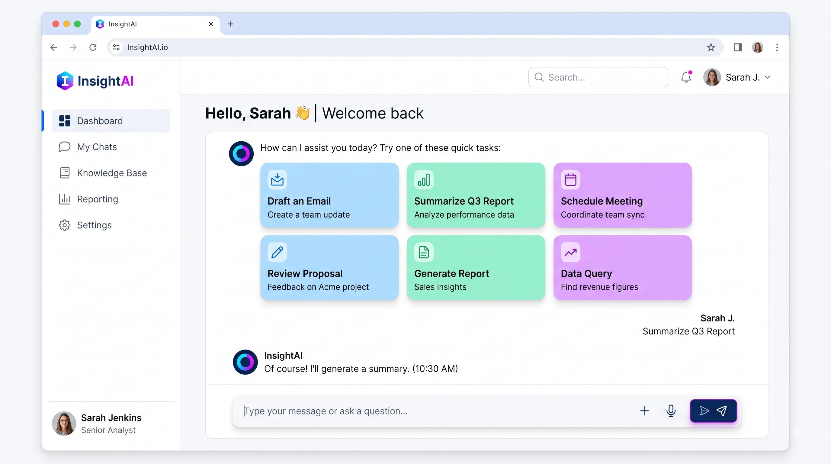 Customer support assistants interface