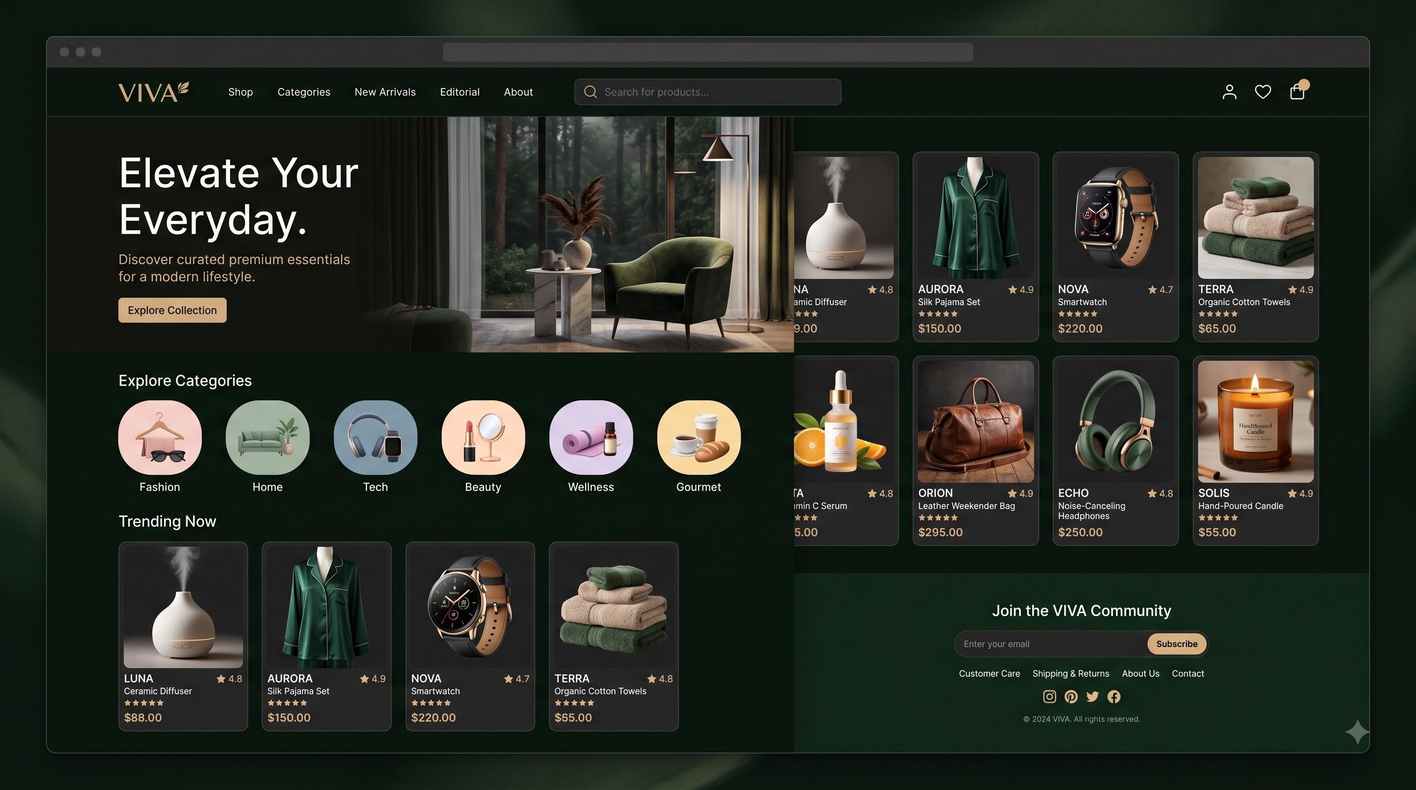 E-commerce Development interface
